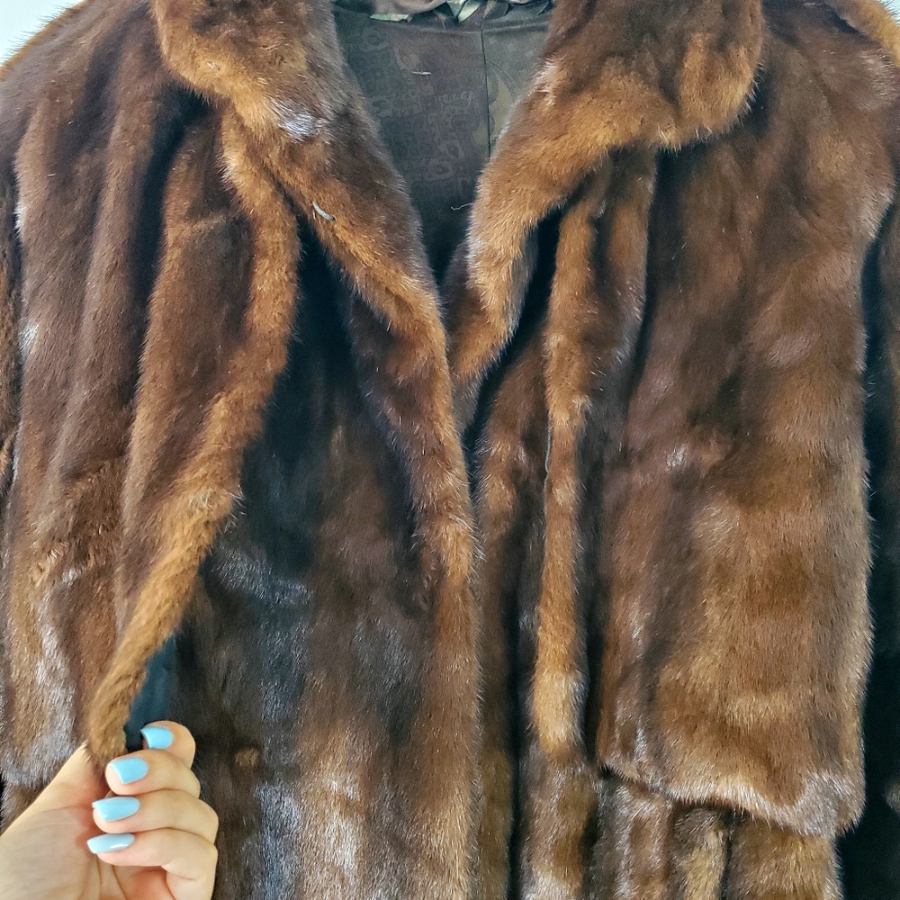 Vintage Brown Mink Real Fur Winter Short Coat - Picture 7 of 14